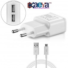 OkaeYa -2 Amp Dual Port Charging Adaptor with 1 Meter USB Cable for All Android Phones (White)